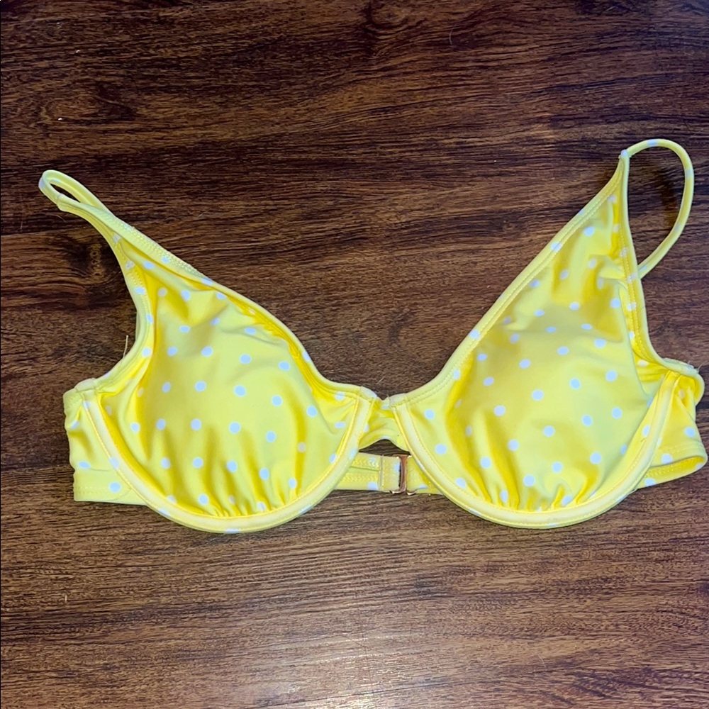 Yellow Polka Dot Bikini Top